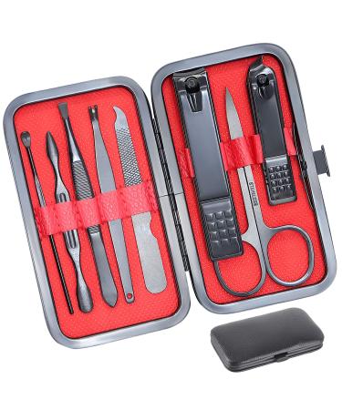 8 PCS Nail Clippers ONEHERE Premium Manicure Set Professional Grooming Gift Kit Pedicure Kit Facial Hand Foot Cuticle Nail Care Tools Fingernail Clippers with Luxurious Portable Travel Case Black 8 Pcs - Buy Online on GoSupps.com