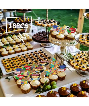 18pcs Glitter Drawing Block Dessert Cupcake Topper Congrats Kindergarten Grad Theme Decorations 2024 Preschool Graduation Party Decor Supplies - Buy Online on GoSupps.com