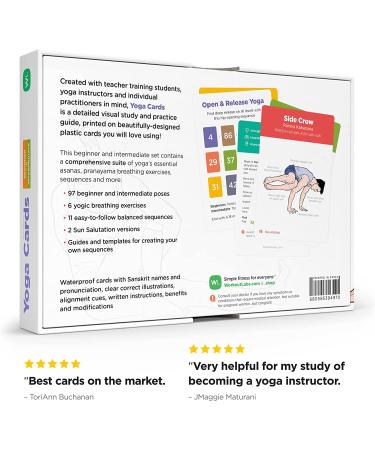 WorkoutLabs Yoga Cards I & II - Complete Set for Beginners & Intermediate | Professional Study & Practice Guide with Sanskrit Asanas - Buy Online on GoSupps.com