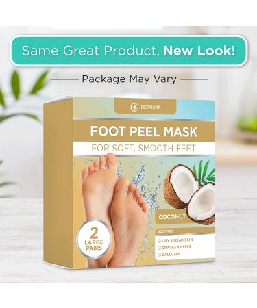 Dermora Foot Peel Mask - 2 Pack for Dry, Cracked Feet - Exfoliating & Softening Treatment with Coconut Scent - Buy Online on GoSupps.com