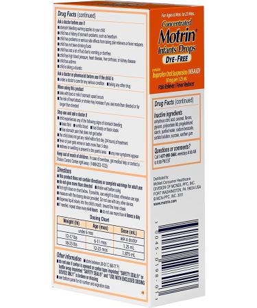 Infants' Motrin Concentrated Liquid Medicine Drops with Ibuprofen  Berry  1 fl. oz Original Berry  Dye-Free 1 Fl Oz (Pack of 1) - Buy Online on GoSupps.com