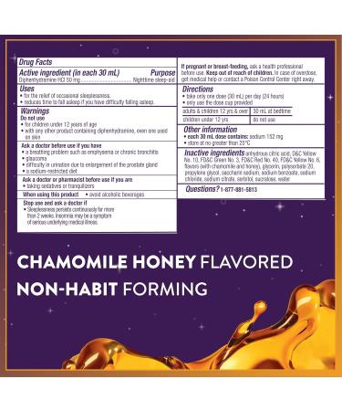 ZzzQuil Nighttime Sleep Aid Liquid 50mg Diphenhydramine HCl | Chamomile Honey Flavor | No.1 Sleep Aid Brand | Fall Asleep Fast | Non-Habit Forming | 24 FL OZ - Buy Online on GoSupps.com