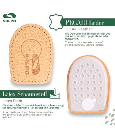 Sulpo Heel Spur Pillows - 2 Pairs Leather & Latex Foam Shoe Inserts for Pain Relief Achilles Tendon Support - Unisex Beige Size 35-41 - Buy Online on GoSupps.com