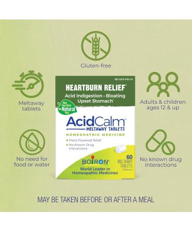 Boiron AcidCalm Tablets for Heartburn Relief Acid Indigestion Bloating and Upset Stomach - 60 Count - Buy Online on GoSupps.com