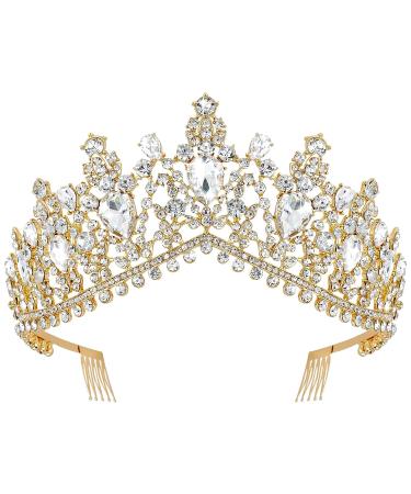 TOBATOBA Gold Crown: Crystal Princess Tiara for Women - Perfect for Wedding, Quinceanera, Prom & Cosplay - Buy Online on GoSupps.com