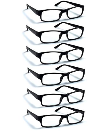 6 Pack Reading Glasses by BOOST EYEWEAR, Traditional Black Frames, with Spring Loaded Hinges 2.0 Diopters 9.0 Millimeters 2.00 Inches 0.00 0.00 6.0