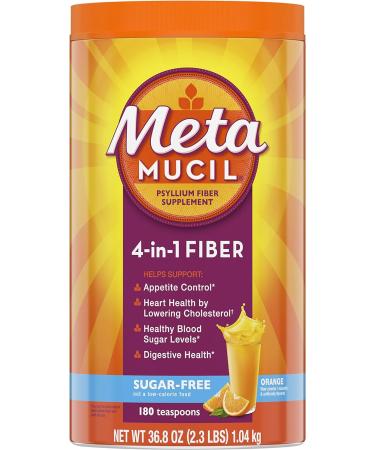 Metamucil Daily Fiber Supplement Orange Smooth Sugar Free Psyllium Husk Fiber Powder 180 (OLD) - Buy Online on GoSupps.com