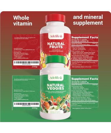 ADELIFE Fruit And Veggies Dietary Supplement, Total 120 Capsules, Earth Energy Fruits And Vegetables, Daily Vitamins, Super Fruits And Veggies Supplements, Vegetable Supplements For Adults,MADE IN USA - Buy Online on GoSupps.com