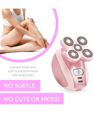 Meeteasy Electric Leg Shaver for Women - Rechargeable Painless Lady Razor for Legs, Face, Body - Cordless Bikini Trimmer in Pink - Buy Online on GoSupps.com