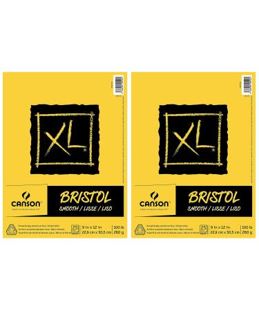 2-Pack - Canson XL Series Bristol Pad Heavyweight Paper for Ink Marker or Pencil Smooth Finish Fold Over 100 Pound 9 x 12 inch Bright White 25 Sheets - Buy Online on GoSupps.com