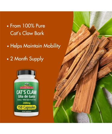 Peruvian Naturals Cat's Claw Tablets - 150 Count 800mg Vegan Supplement - Anti-Inflammatory Herbal Cat's Claw from Peru for Immune System & Joint Pain - Buy Online on GoSupps.com
