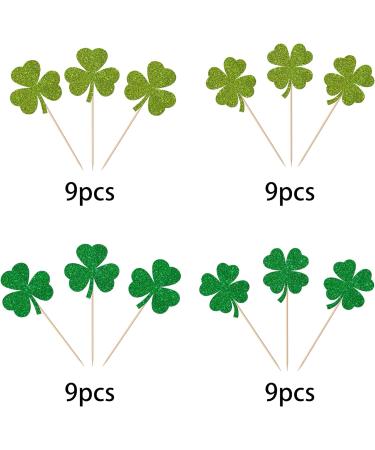 36 Pack Lucky Four Leaf Clover Cupcake Toppers Glitter St.Patrick's Day Shamrock Cupcake Picks for Baby Shower St Patrick's Day Kids Birthday Party Cake Decorations Supplies Gree 14 - Buy Online on GoSupps.com