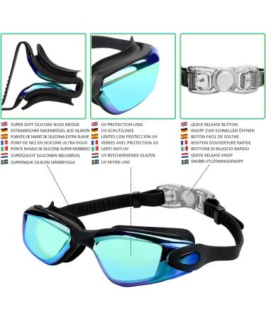 Bezetee UV Protection Swimming Goggles - Anti-Leak Adjustable Silicone Eyewear for Adults & Youth - Includes Case - Buy Online on GoSupps.com