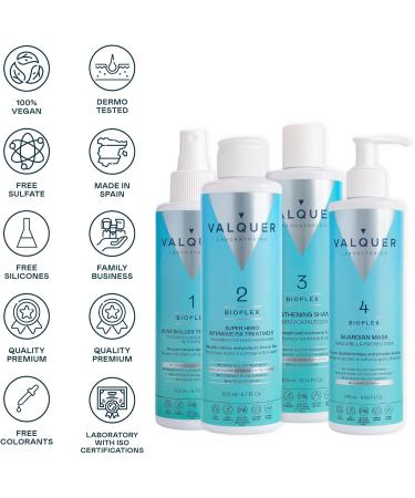 Valquer - Lot of 4 Bioplex products - Complete treatment - Hair reconstructor and protector - Deep repair of damaged hair - Vegan and sulfate-free - Buy Online on GoSupps.com