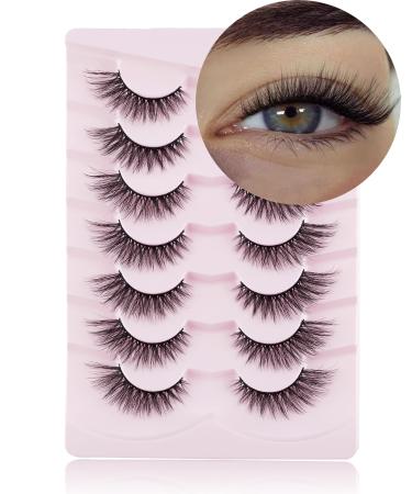 Onlyall Fox Eye Lashes Mink Lashes Cat Eye Lashes Fluffy False Eyelashes Fox Eye Lashes Long Eyelashes Volume False Lashes Pack 7 Pairs F02 F02-cat eye - Buy Online on GoSupps.com