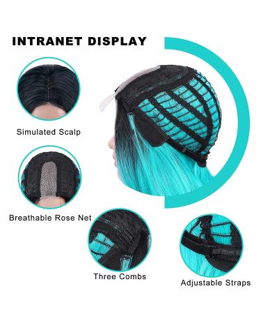 FAVE Ombre Bluish Green Long Wavy Wig for Women - Heat Resistant Synthetic Hair Mermaid Wig - Cosplay Party Teal Blue Wig (1B to Bluish Green) - Buy Online on GoSupps.com