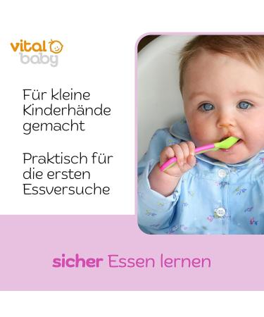 Vital Baby First Spoon Set - Soft Ergonomic Baby Feeding Spoons for 4-6 Months - 5 Pieces in Pink - Buy Online on GoSupps.com