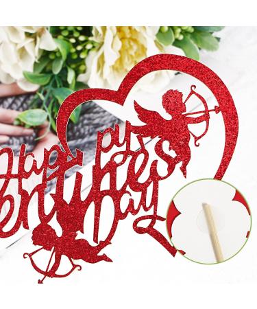 19pcs Happy Valentine's Day Cake Topper Glitter Paper Cupcake Toppers Pattern Heart Bear Rose Love Dessert Picks Cake Decoration for Valentine's Day - Buy Online on GoSupps.com