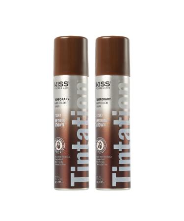 Kiss Root Cover Up Gray Concealer Spray Tintation Temporary Hair Color Spray Root Touch Up Spray Hair Dye 2.82 oz. 2 PACK (Medium Brown)