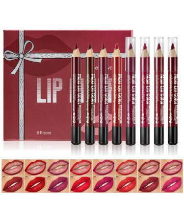 8 Colors Lipstick Pencil Set Matte Lip Crayon for Women Lip Stick Liner Creamy Tint Color Balm Intense Crayon Full Coverage Long-Lasting Soft Matte Lipstick (01)
