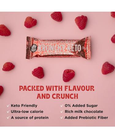 GOOD GOOD Krunchy Keto Bar Raspberry Cheesecake - High Fiber Low Carb Protein Bar (15x35g) - No Added Sugar - Diabetic & Sugar Intolerant Friendly - Buy Online on GoSupps.com
