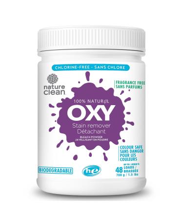 Nature Clean Oxy Stain Remover Powder Fragrance-Free Natural Derived Colour Safe Bleach Free Powder 24.69 Oz