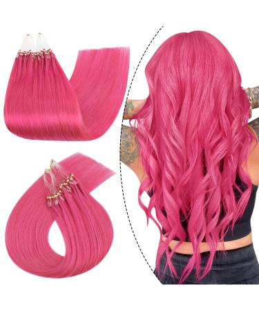 Ugeat 55cm microring extensions real hair pink remy hair extension microring hair 25 highlights 25g microring hair extensions 55 cm 4.Microring #hotpink