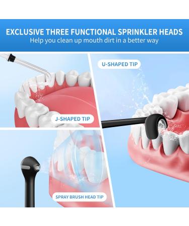 Water Dental Flosser - Portable Cordless Oral Irrigator | 320ML 3 Modes 10 Tips IPX7 Waterproof Teeth Cleaner (Black) - Fast International Shipping - Buy Online on GoSupps.com