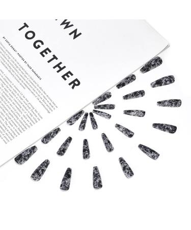 Sethexy Long Ballerina False Nails | Shiny Multicolored Press-On Fingernails | 24 Art Nail Tips for Women & Girls - Pitch Black - Buy Online on GoSupps.com