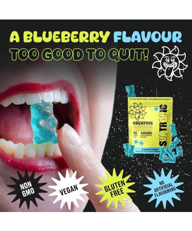 4000mg Creatine Monohydrate Gummies for Men & Women - 60 Chewables, Blueberry Flavor - Vegan Pre Workout Supplement - Buy Online on GoSupps.com