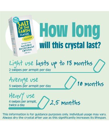 Salt of the Earth - Natural Crystal Deodorant- Plastic Free Fragrance Free Vegan Leaping Bunny Approved - 100% Natural Origin Ingredients - Suitable for Women Men and Kids - Unscented - 75g Plastic Free 75 g (Pack of 1) - Buy Online on GoSupps.com