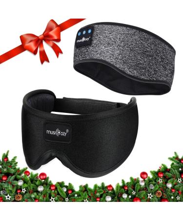 MUSICOZY Sleep Eye Mask Bluetooth Headband for Women Men 3D Contoured Cup Night Eye Mask Blindfold for Sleeping with Light Blockout Sleep Mask for Side Sleeper Travel Office Night Mask 2 Packs