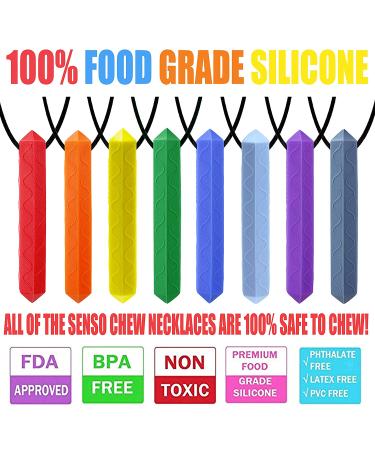 8 Pack Diamond Sensory Chew Necklace by GNAWRISHING - Food Grade Silicone for Autistic ADHD Kids - Rainbow Color - Buy Online on GoSupps.com