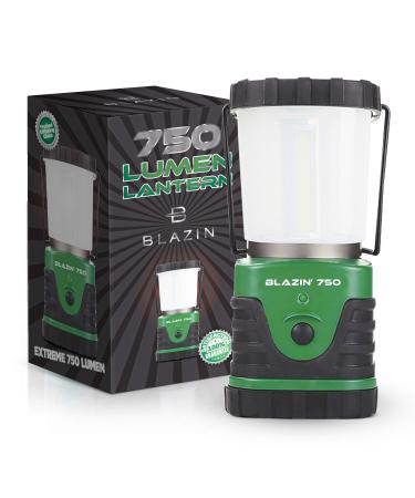 Blazin 750 Brightest Battery Powered Lantern LED Camping & Hurricane | Battery Operated Light | Anti Glare Soft Light Cap | 360 Degree COB Bulbs | 4 Mode 100 Hour | 3 D Batteries (Green) 750 Lumen Green
