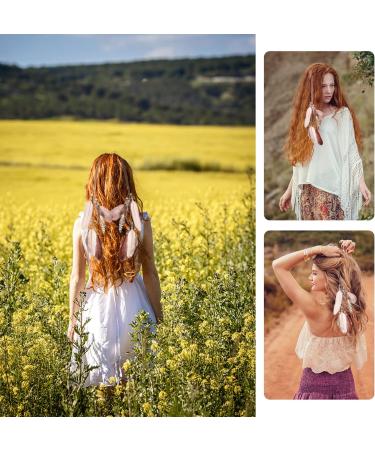 MWOOT Feather Hair Clips - Boho Hippie Extensions with Tassel, Beads, and Hemp Rope - Perfect for Women's Halloween Party Costume - Buy Online on GoSupps.com