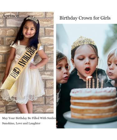 Aprince Birthday Crown & Sash Set | Rhinestone Tiara for Women & Girls | Gold Princess Queen Crown for Birthday & Prom - Buy Online on GoSupps.com