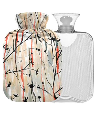 Naanle flowers leaves stripes heat bottle with cover transparent hot water bottle heat bottle for bed hand feet warmer pain relief warmth and cold therapy small 1l