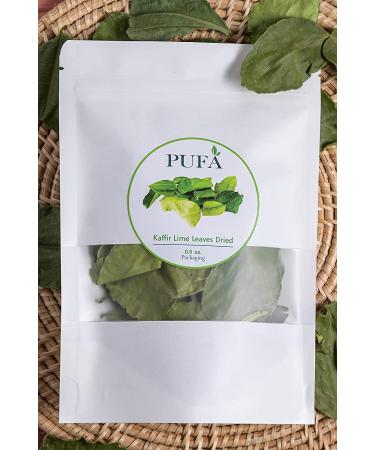 Pufa Dried Kaffir Lime Leaves - Premium Natural Lime Tree Leaves for Panang Curry, Roast Chicken, Soups, 0.5 Oz Resealable Bag - Non-GMO, Chemical-Free - Buy Online on GoSupps.com