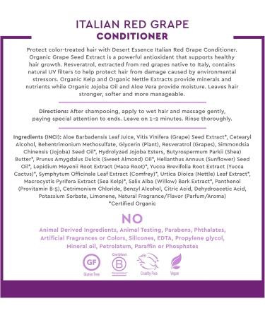 Desert Essence Italian Red Grape Shampoo & Conditioner Bundle - 8 fl oz - Color Treated Hair Protection - Antioxidant Formula with Vitamin B5 - UV Filter Defense - Buy Online on GoSupps.com