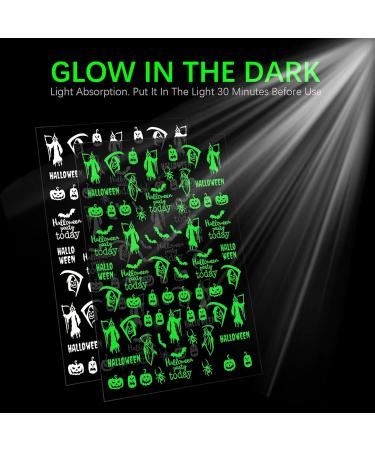 TailaiMei Halloween Nail Stickers - 9 Sheets Glow in the Dark Fluorescent Nail Decals for DIY Manicure | Perfect for Halloween Nail Art - Buy Online on GoSupps.com