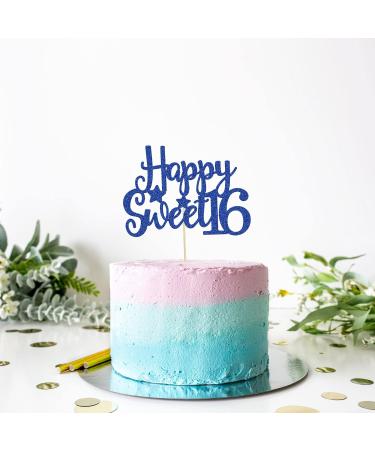 Gyufise 1Pc Happy Sweet 16 Cake Topper Blue Glitter Sweet 16 Birthday Cake Decoration Happy 16th Birthday Decorations for Girls Boys Party Supplies Blue 1pc - Buy Online on GoSupps.com