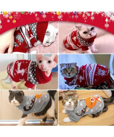 HYLYUN Christmas Dog & Cat Sweater - 2 Piece Knitwear with Snowflakes & Reindeer Motif | Warm Winter Costume for Small Dogs & Cats - Buy Online on GoSupps.com