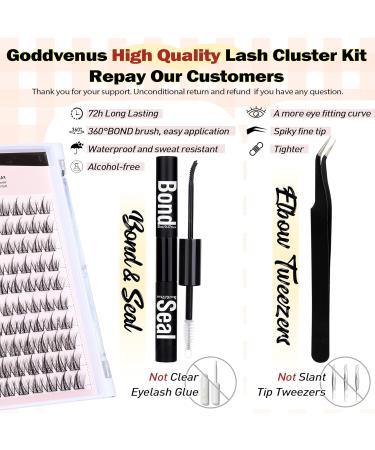 D.I.Y. Wispy D Curl Eyelash Extension Kit - 63Pcs Cluster Lashes with Waterproof Bond & Seal, Tweezers Included | Goddvenus G-manga - Buy Online on GoSupps.com