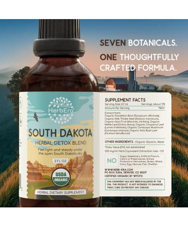 HerbEra South Dakota Herbal Detox Blend - USDA Organic Extract Made in USA | Immune & Liver Support Liquid Drops | Dandelion Root Milk Thistle Noni Chaparral Cordyceps | 2 fl oz - Buy Online on GoSupps.com