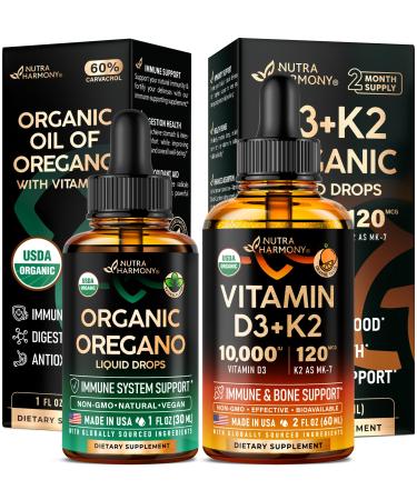 NUTRAHARMONY Organic Oil of Oregano & Vitamin D3 K2 Drops