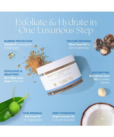 Pure Fiji Coconut Sugar Scrub 10.14 oz / 300 ml Exfoliating Moisturizing Nourishing Natural Body Scrub Tropical Skincare Sugar Polish Glowing Skin (10.14 oz Coconut) Coconut 10.14 Fl Oz (Pack of 1) - Buy Online on GoSupps.com