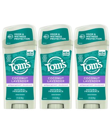 Tom's of Maine Antiperspirant Deodorant for Women, Coconut Lavender, 2.25 oz. 3-Pack Coconut Lavender 2.25 Ounce 3-Pack