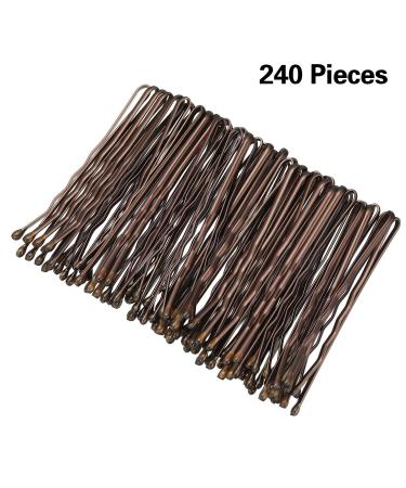 Bobby Pins Hair Clips Set with Clear Storage Box - 240 Pieces (Brown) | Hair Styling Pins for Women Girls - Buy Online on GoSupps.com
