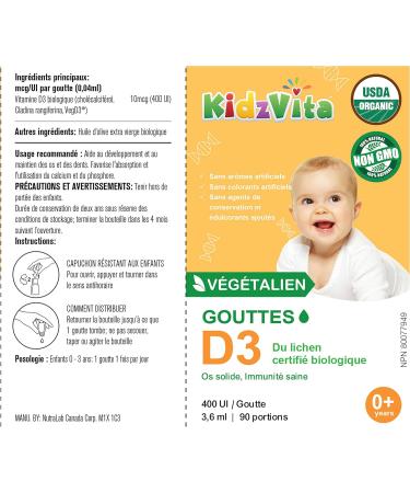 KidzVita - Vegan Vitamin D3 Drops 400IU - 3.6 ML 90 Servings 400 IU - Buy Online on GoSupps.com