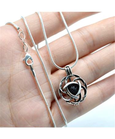 Julie Wang Lava Stone Celtic Knot Essential Oil Diffuser Necklace | Antique Silver Aromatherapy Jewelry - Buy Online on GoSupps.com